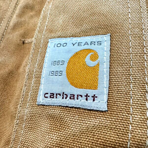 Vintage 80's Carhartt Canvas Double Knee Bib Overalls Size 34x32 6FB 100 Years